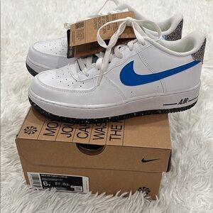 NWT Nike Air Force 1 LV8 GS White with Blue Swoosh